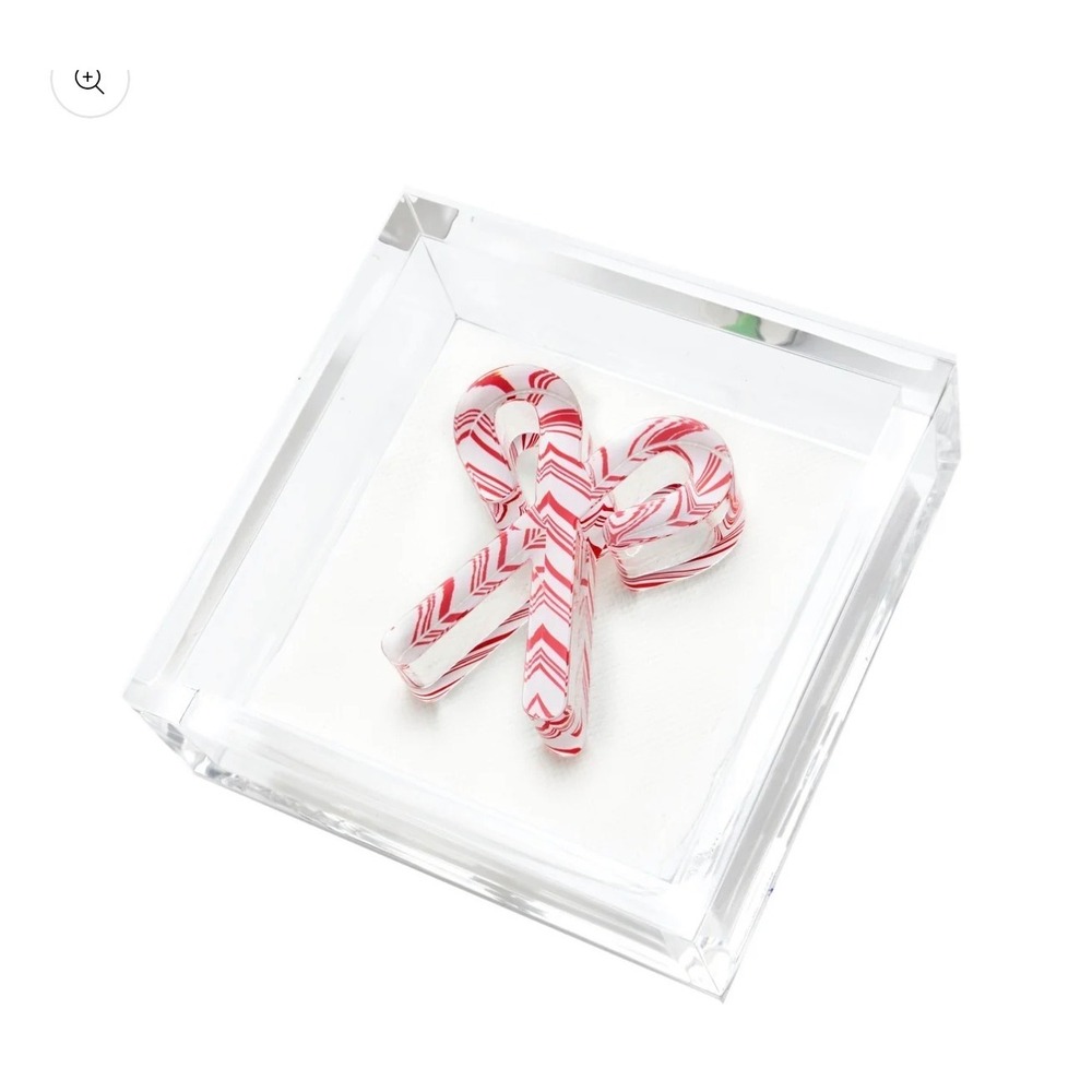 Tara Wilson Designs Acrylic Cocktail Napkin Holder Candy Cane Weight New